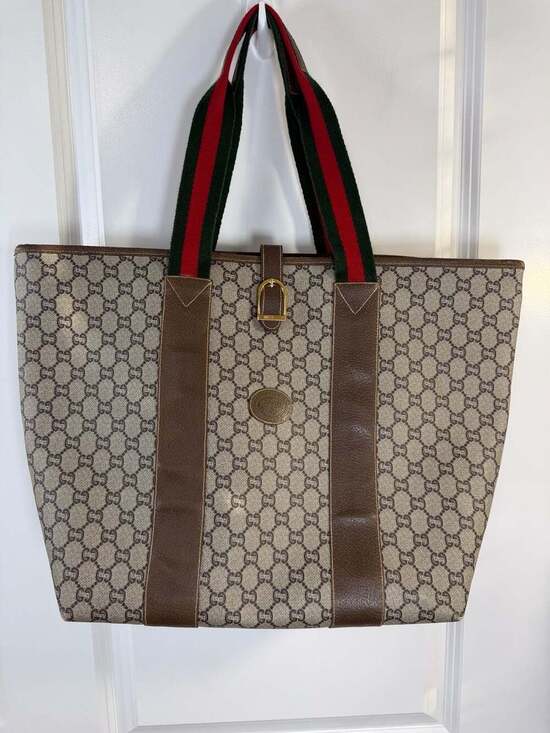 Gucci Handbags - Authentic Vintage Gucci Plus GG Monogram Sherry Line Web Tote Bag